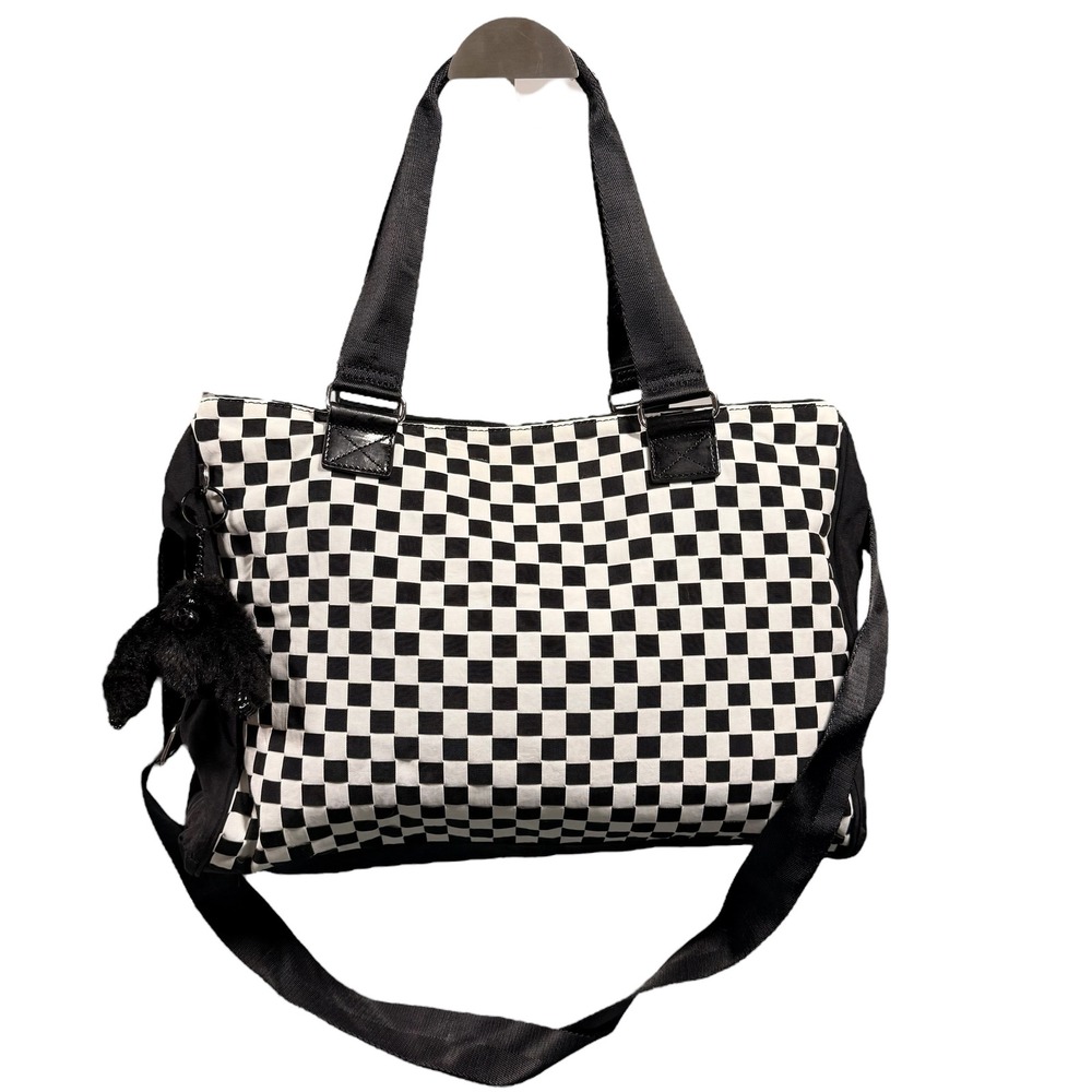 Kipling Black and White Checkered Crossbody Tote